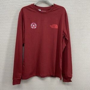 NWOT The North Face Red Stretch Long Sleeve T-Shirt Men Size M Chest Sleeve Logo